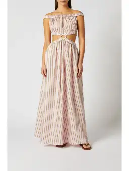 Scanlan Theodore Stripe Ring Dress Pale Pink Size AU 6 for rent on The Volte - image 1
