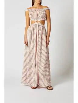 Scanlan Theodore Stripe Ring Dress Pale Pink Size AU 6 for rent on The Volte - image 2