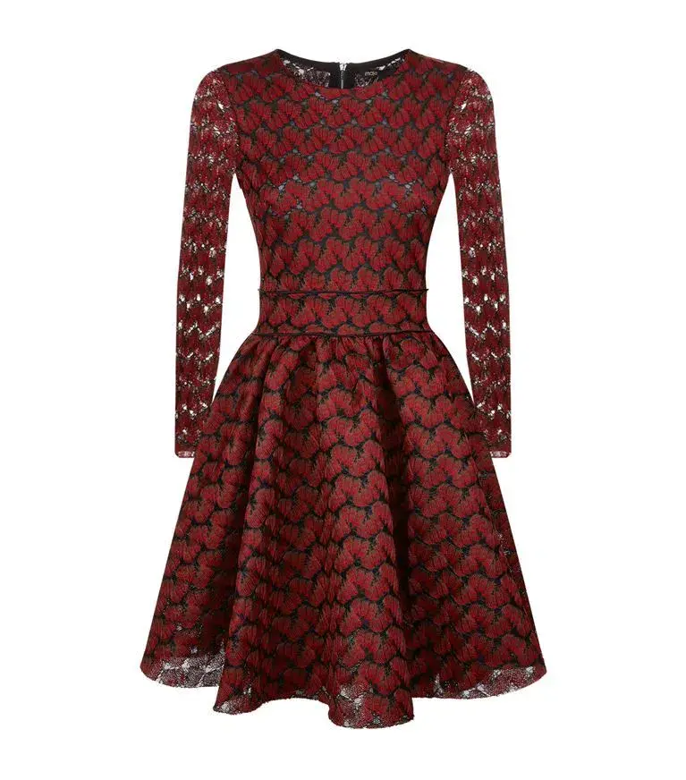 Maje Royani Bonded Lace Dress Red Size 8 for rent on The Volte - main image