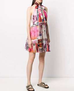 Zimmermann Wavelength High Collar Sleeveless Mini Dress Multi Size 8 for rent on The Volte - image 1