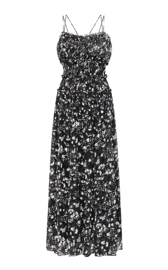 Rachel Gilbert Arietta Patterned Silk Chiffon Maxi Dress Print Size 8 for rent on The Volte - main image