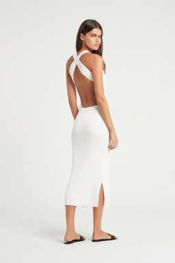 Sir the Label Marcelle Open Back Midi Dress White Size 0 | AU 6 for rent on The Volte - image 2