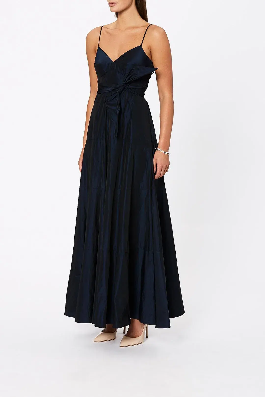 Scanlan Theodore Taffeta Maxi Dress Navy Size 8 for rent on The Volte - main image