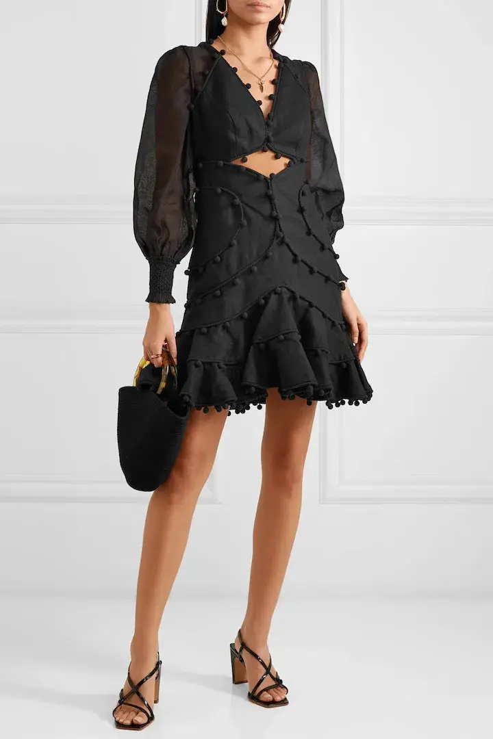 Zimmermann Corsage Bauble Mini Dress Black Size 8 (size 0) for rent on The Volte - main image