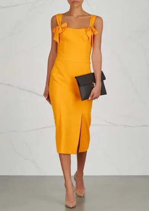 Rebecca Vallance Havana Midi Yellow Dress size 6 for rent on The Volte - main image