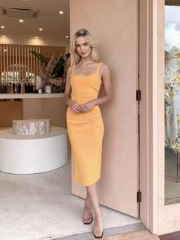 Bec & Bridge Maddison Tuck Sleeveless Midi Dress Peach Size 6 for rent on The Volte - image 5