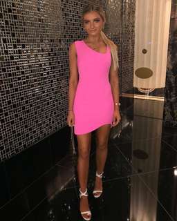 BY JOHNNY - Punch Pink Asymmetric Mini Dress Sz 6 for rent on The Volte - image 1