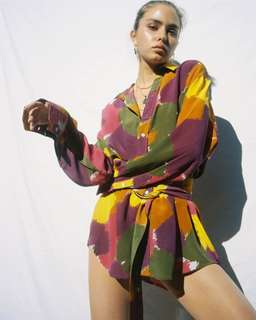 BAMBA TITAN SHIRT DRESS (dry brush) - SIZE SMALL/MEDIUM (6-10)