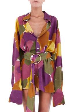 Bamba Titan Shirt Dress in Dry Brush Print Size 10