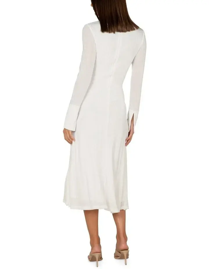Misha Maura Long Sleeve Wrap Dress White Size 8 for rent on The Volte - main image