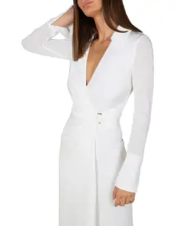 Misha Maura Long Sleeve Wrap Dress White Size 8 for rent on The Volte - image 2