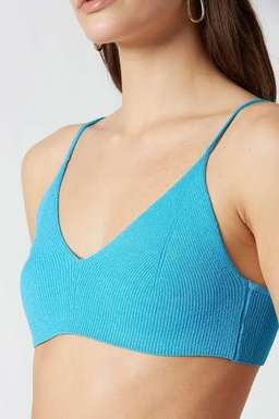 Scanlan Theodore Crepe Knit Bralette and Shorts Set Blue Size 6 for rent on The Volte - image 2