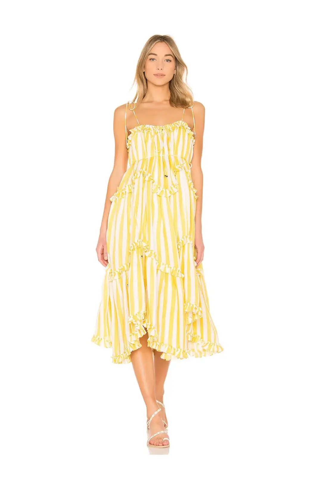 Zimmermann Lumino Floating Stripe Dress Yellow Size 2 / Au 12 for rent on The Volte - main image