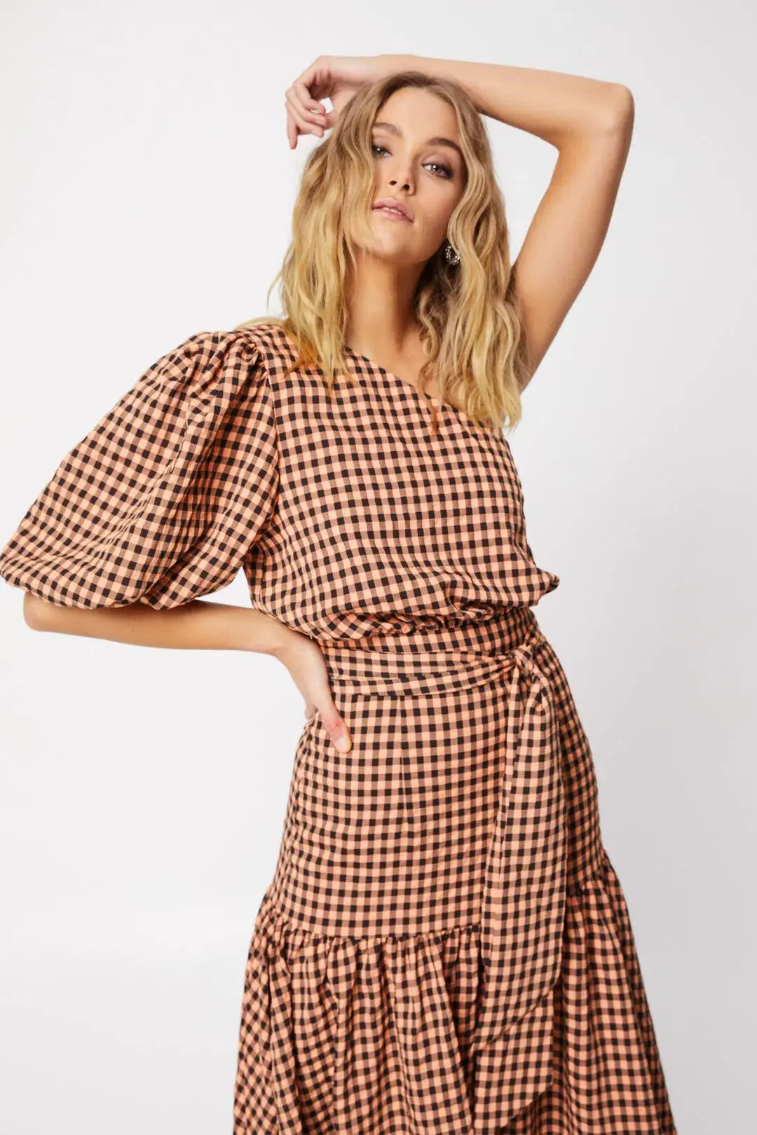 Mossman The Checked Out Maxi Dress Print Size 10 for rent on The Volte - main image