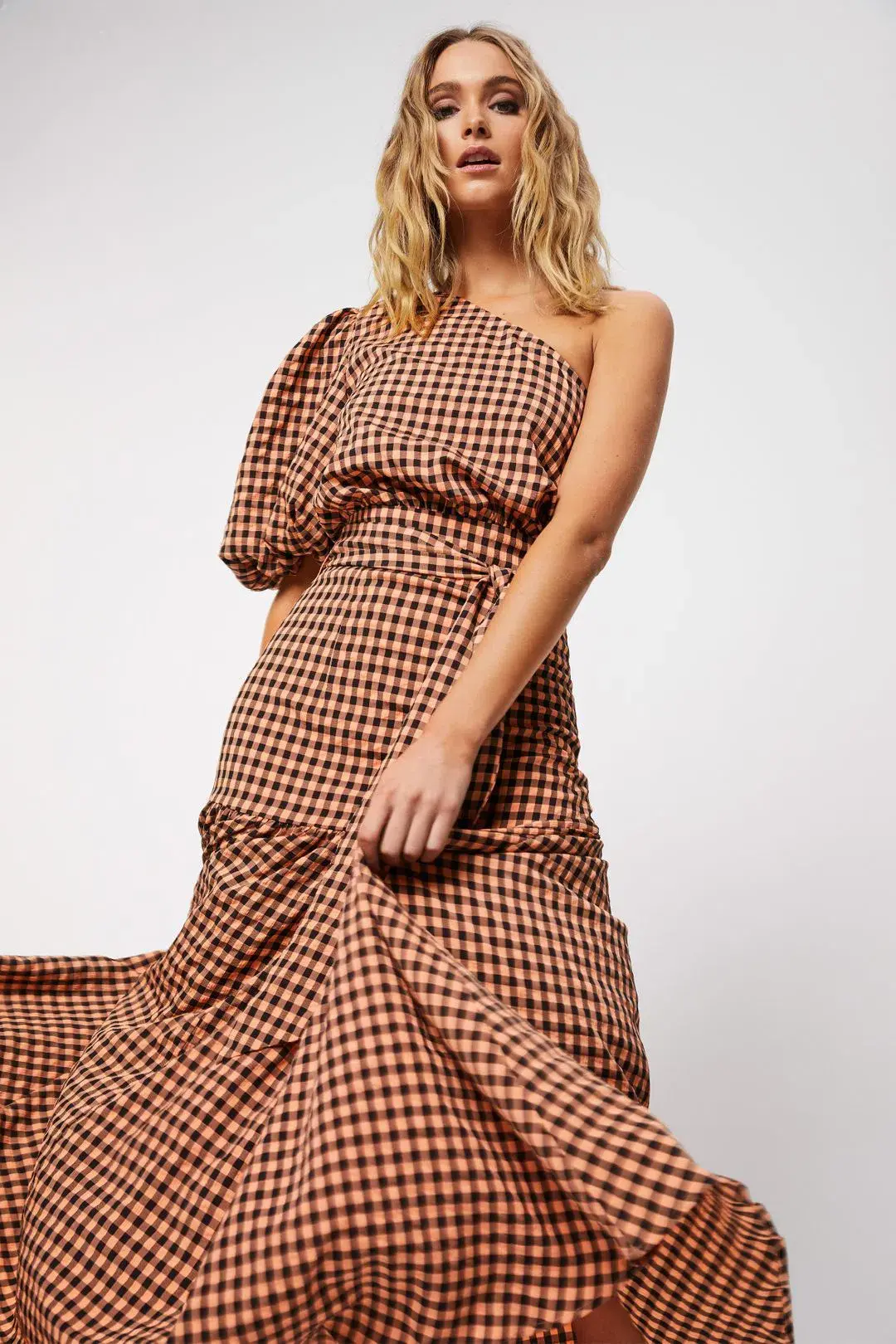 Mossman The Checked Out Maxi Dress Print Size 10 for rent on The Volte - main image