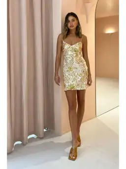 Bec & Bridge Floria Mini Dress Print Size AU 6