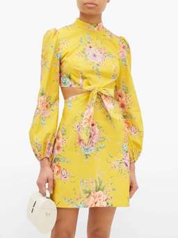 Zimmermann Zinnia Bow Cut Out Short Dress Yellow Size 6 for rent on The Volte - image 2