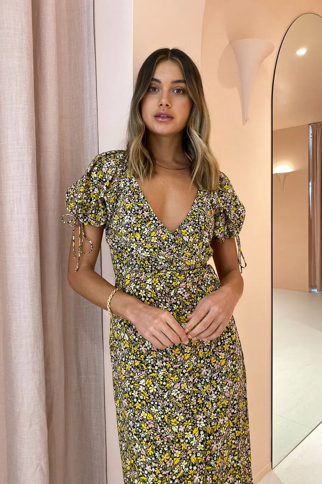 Bec & Bridge Maisie Silk Short Sleeve Midi Dress Print Size 8 for rent on The Volte - main image