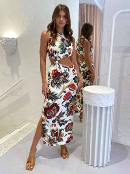 Sir The Label Ambroise Knot Midi Dress Floral Size AU 8