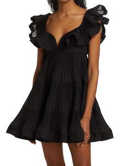 Zimmermann The Lovestruck pleated minidress Black Size 6
