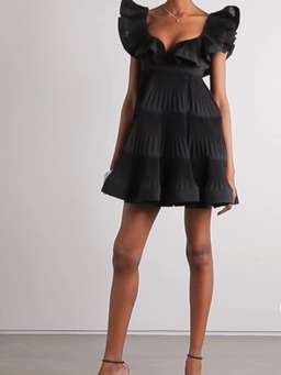 Zimmermann The Lovestruck pleated minidress Black Size 6