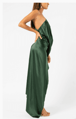 One fell swoop philly dress in silk jungle green size 10