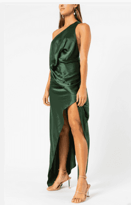 One fell swoop philly dress in silk jungle green size 10
