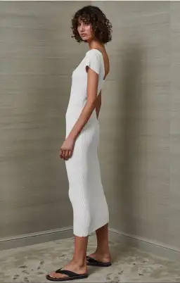 Bec & Bridge Millie Midi Knit Dress White Size 6