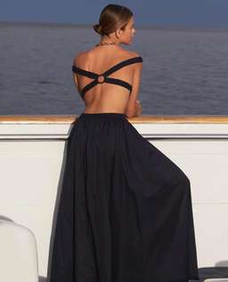 Scanlan Theodore Cotton Voile Ring Dress in Navy Size M