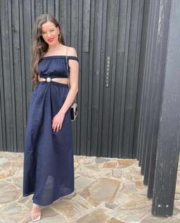 Scanlan Theodore Cotton Voile Ring Dress in Navy Size M