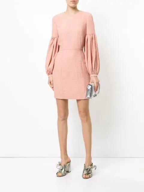 Rebecca Vallance Ambrosia Gather Sleeve Mini Pink Dress size 6 for rent on The Volte - main image