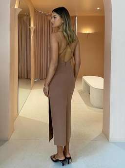Bec & Bridge Maddison V Midi Dress Brown Size 6 for rent on The Volte - image 2