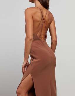 Bec & Bridge Maddison V Midi Dress Brown Size 6 for rent on The Volte - image 4