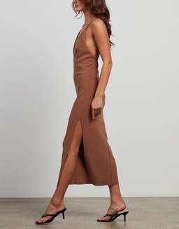 Bec & Bridge Maddison V Midi Dress Brown Size 6 for rent on The Volte - image 5
