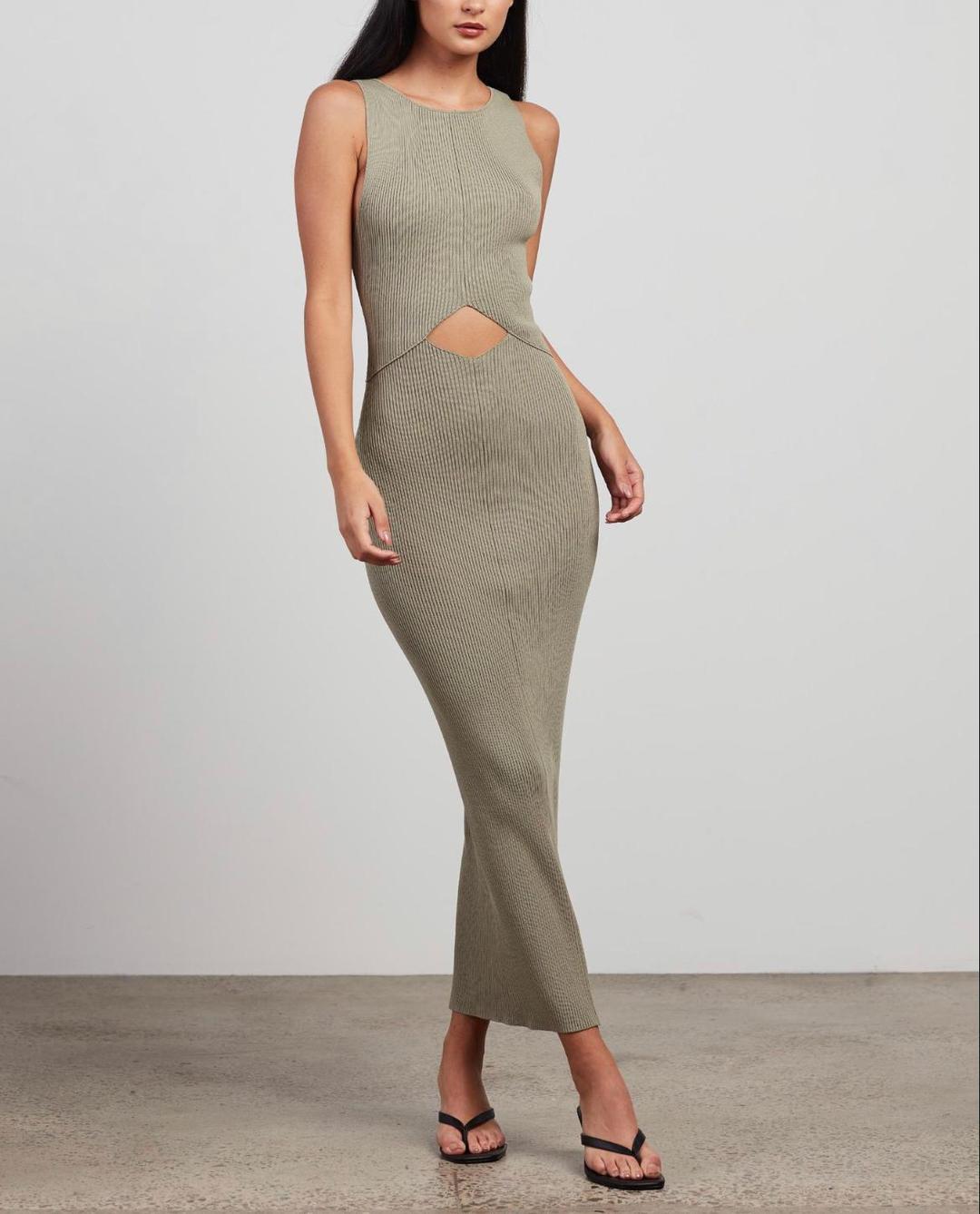 Bec & Bridge Versailles Knit MIDI Dress (Sage) Size 6 for rent on The Volte - main image