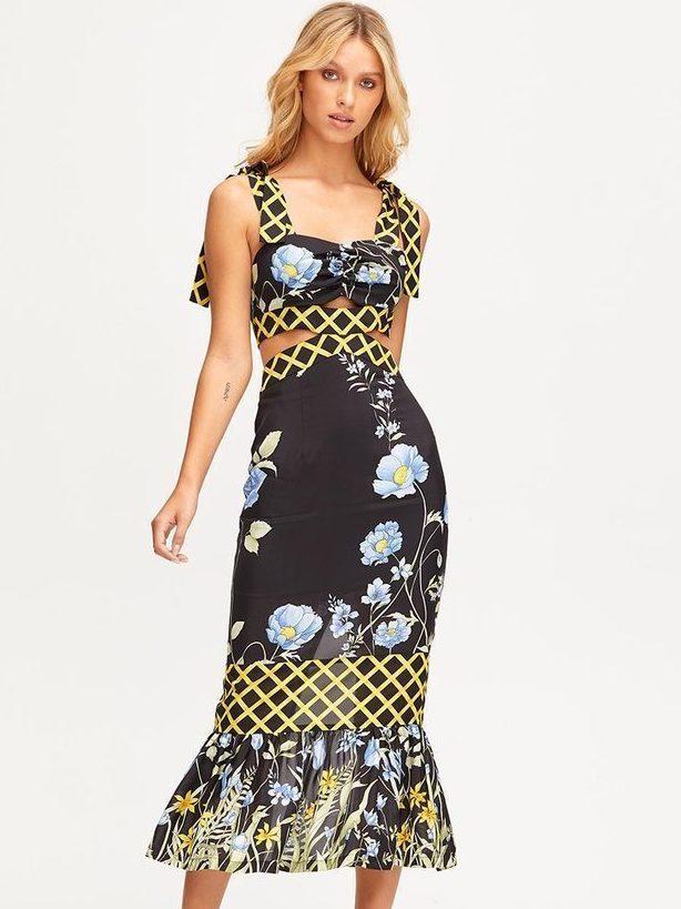 Alice McCall - Flower Girl Midi Strap Dress Black Floral 6 for rent on The Volte - main image