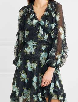 Zimmermann Whitewave Ruffle Wrap Dress Navy Poppy Floral Size 1 / AU 10 for rent on The Volte - image 3