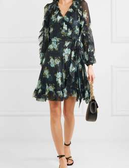 Zimmermann Whitewave Ruffle Wrap Dress Navy Poppy Floral Size 1 / AU 10 for rent on The Volte - image 2