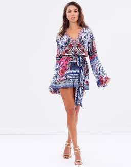 Camilla - From Kaili with Love Wide Sleeve Playsuit Blue Pink Size 6 for rent on The Volte - image 4