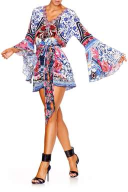 Camilla - From Kaili with Love Wide Sleeve Playsuit Blue Pink Size 6 for rent on The Volte - image 5