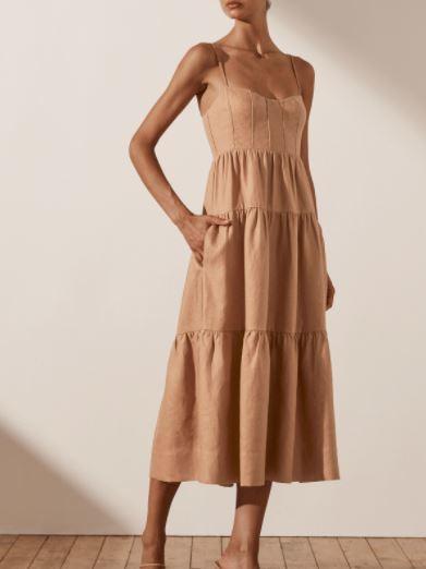 Shona Joy Rosa Tiered Midi Dress size 8 for rent on The Volte - main image