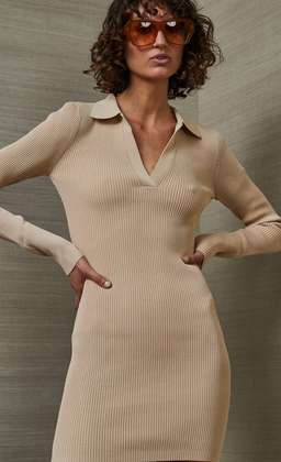 Bec & Bridge Harper Knit Mini Dress Brown Size 14