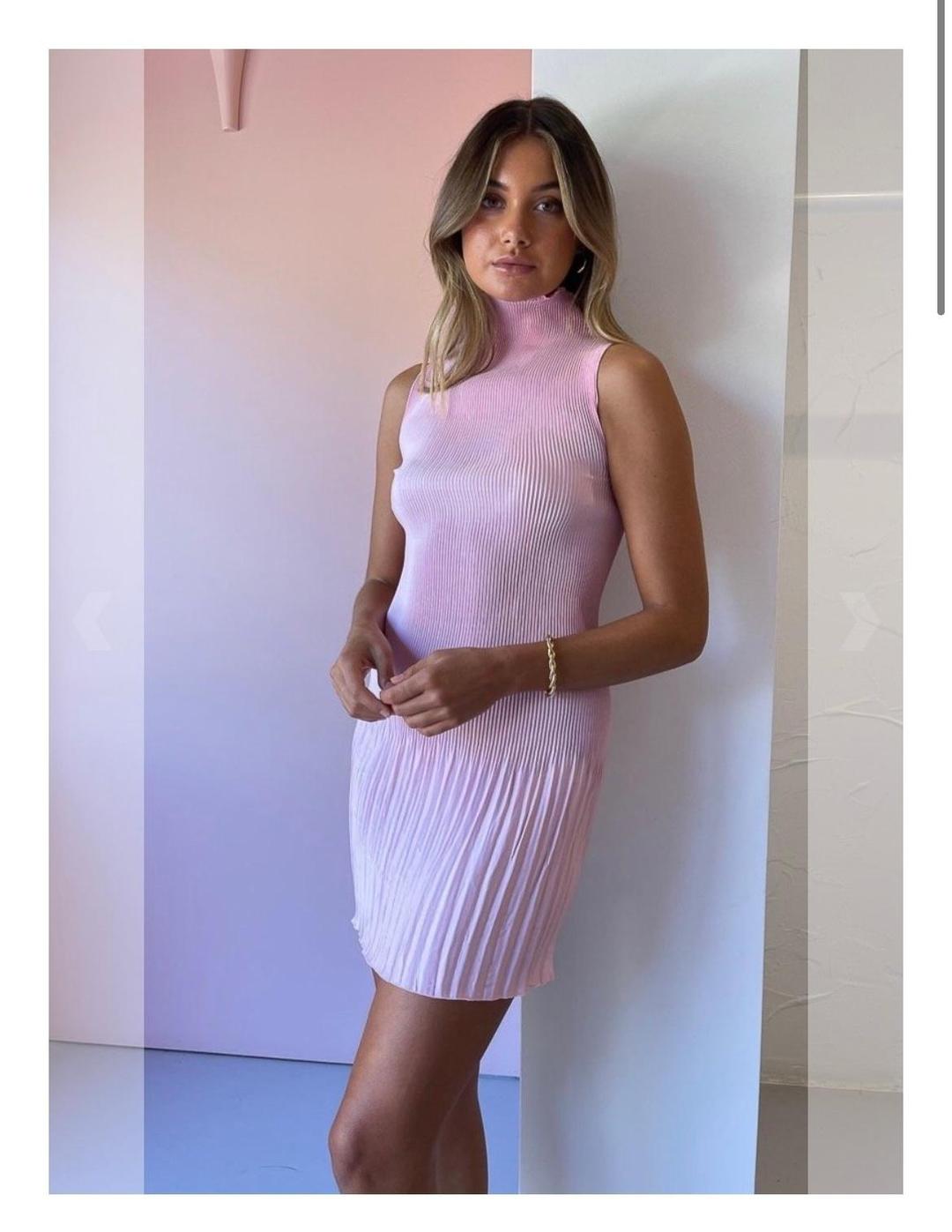 L'Idee Soirée Pleated Mini Dress in Pink Size 8 for rent on The Volte - main image