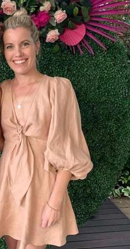 Shona Joy Ace Puff Sleeve Dress Blush Size 6