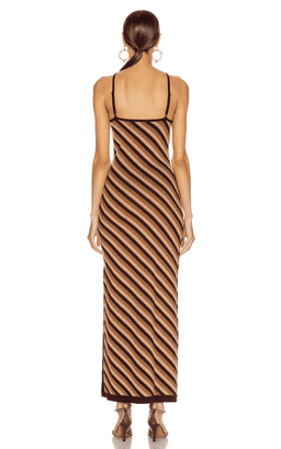 "Staud" Carmel maxi dress, brown diagonal stripe, size small, RRP $320