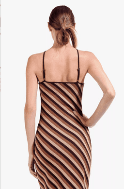 "Staud" Carmel maxi dress, brown diagonal stripe, size small, RRP $320