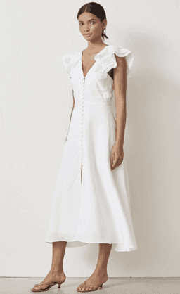 "Bec & Bridge" La Fontelina linen dress, white, size 10, RRP $360