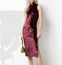 "Caroline Constas" Velvet mock neck dress, burgundy, size 10, RRP $677