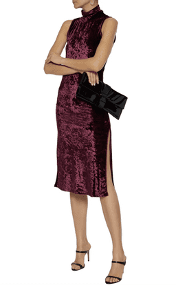 "Caroline Constas" Velvet mock neck dress, burgundy, size 10, RRP $677