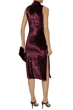 "Caroline Constas" Velvet mock neck dress, burgundy, size 10, RRP $677